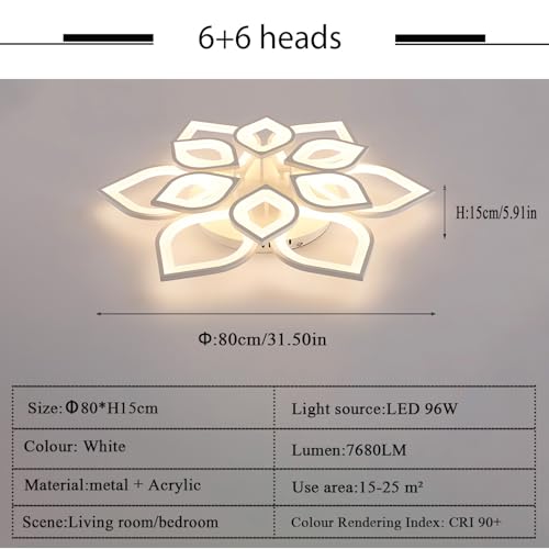 Grand luminaire salon plafonnier LED moderne blanc 80cm pour bureau et chambre - 5