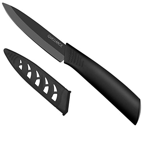 Ceramic Paring Knife with Sheath, 4 Inch Small Sharp Peeling Knife with Non-Slip