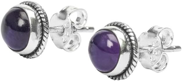 Gemstone Stud Post Earrings, 925 Sterling Silver Gemstone Earring 6 MM Round Girls Women Gift - Image 3