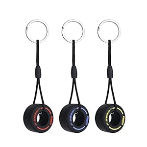 URAQT Tire Keychain, 3 Pack F1 Keyring Pendants, Fashion Ultra Soft Rubber Tire Key Ring Simulation Cartoon Small Tire…