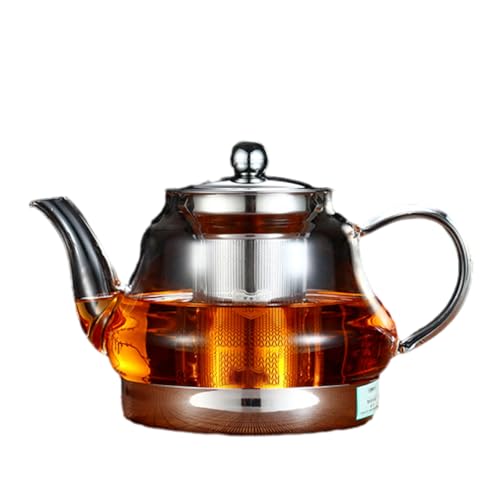 ガラスポット ティーセット IH対応 手吹き透明急須 304ステンレス鋼 耐熱ガラス 電磁調理器対応 茶漉し付き おしゃれ大容量 紅茶・フルーツ茶・麦茶調理 高ホウケイ酸耐熱 割れず急冷急加熱対応 実用茶器 キッチンウェア リビング用ティーポット [並行輸