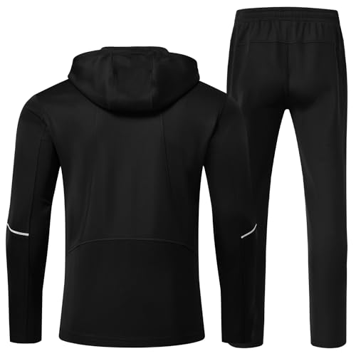 Bgowatu Men'S Tracksuits Set Fall Winter Jacket Hoodie Sweatsuit Running Sport Pants Jogging Suits With Pockets Black Xl thumb #1
