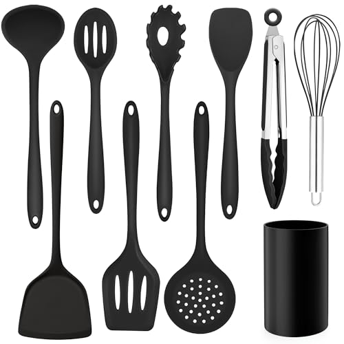 Homikit Küchenhelfer Set, 10 Stück Silikon Küchenutensilien Kochutensilien Set mit Utensilienhalter, Antihaft Hitzebeständiger Kochbesteck für...