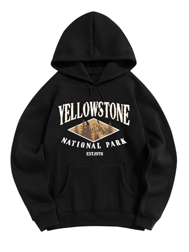 ZAFUL Men's Hooded Sweatshirt Graphic Colorblock Two Tone Fleece Lined Pullover Thermal Hoodie (YELLOWSTONE-Black, 2XL)