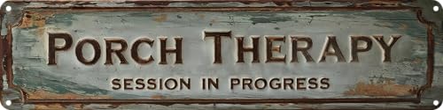 FWBOYSV Porch Therapy Metal Sign 4x16in Rustic Boho...