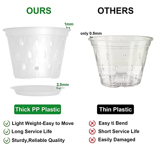 Suguder 8 Pack 7 Inch Orchid Pot, Orchid Pots With Holes And Saucers, Clear Plastic Plant Flower Pot For Indoor Outdoor Garden #TOP4