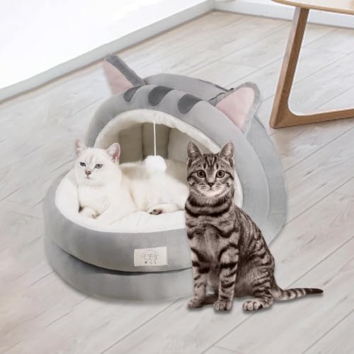 WeiLaiKeQi Cama para gatos semi-fechada, ninho para gatos, resistente a arranhões, almofada interna