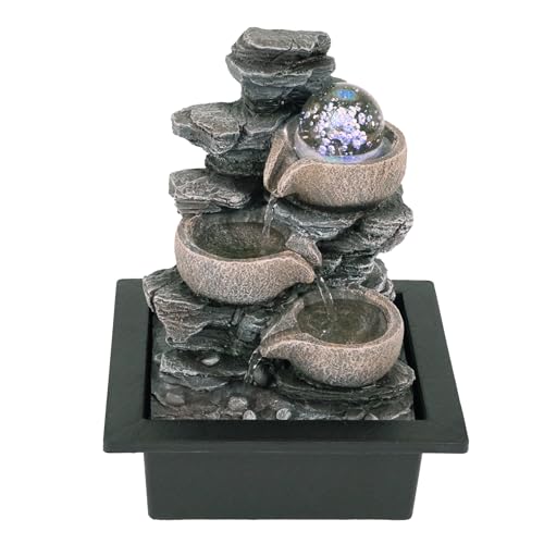 NATIV LEMODO Zimmerbrunnen “Fels'' mit LED-Beleuchtung |...