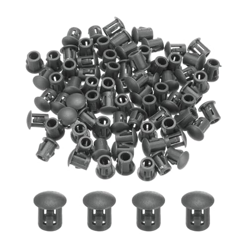 MECCANIXITY 64PCS 6mm(1/4") Dark Grey Plastic Hole Plugs, Flush Type Panel Hole Plugs Insert End Caps for Locking Hole Tubes Furniture Cabinet