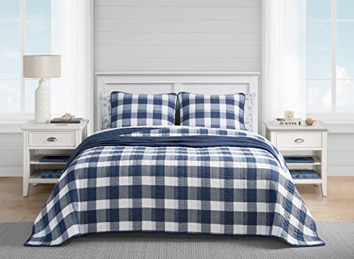 Nautica - King Size Quilt Set, All Season Cotton Home Bedding, Lightweight & Reversible (Norridge Navy/White, King) #TOP22