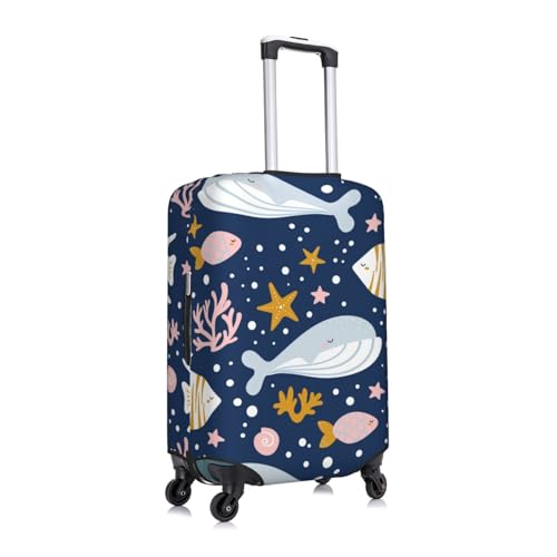 Cute Whale Ocean Animal Blue Elastic Travel Luggage Cover Travel Suitcase Cover for Trunk Case 19''-32'' Luggage Protective Cover3