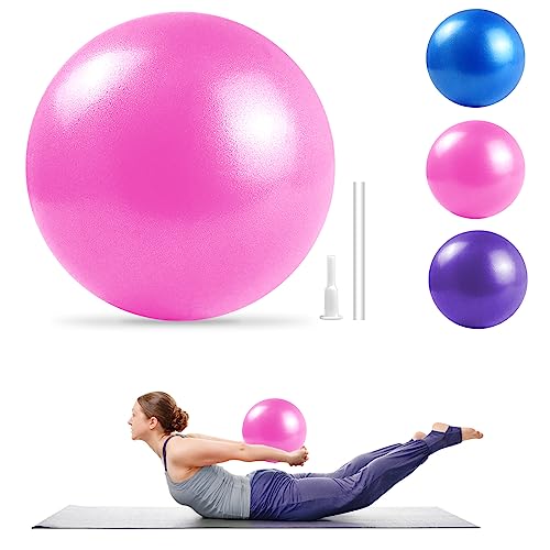 Produktfoto von Grantop Gymnastikball Klein Pilates Ball, Rosa Yoga Pilates Ball mit aufblasbarem Strohhalm, 25cm Anti-Burst-Übungsball&hellip;