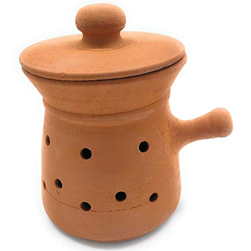 Asador de CASTAÑAS artesanal de barro refractario natural 25 x 25 cm