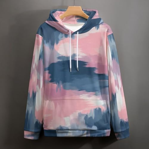 Sweat à capuche bleu poudré color block pull imprimé graffiti abstrait 3D - 3