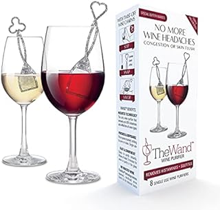 PureWine Wand Technology Histamine and Sulfite Filter, Purifier Alleviates Wine Allergies & Headaches, Stir Stick Aerates Wine - Pack of 8