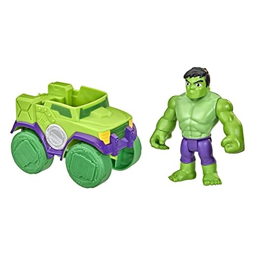 Hasbro Marvel Spidey and His Amazing Friends Hulk Figura de acción y vehículo Smash Truck Vehículo, Juguete Preescolar para niños a Partir de 3 años, Multicolor (F3989)