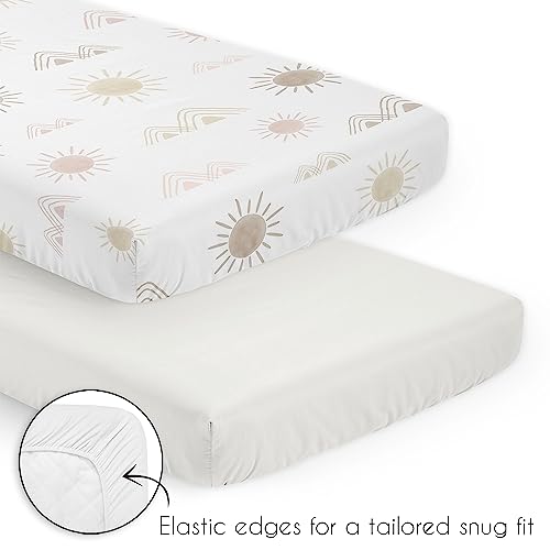Image of Sweet Jojo Designs Blush Pink Mauve Boho Desert Sun Girl Baby Mini Crib Bedding Set Infant Nursery Room Newborn Blanket Portable Pack n Play Sheets 3pc Taupe Bohemian Watercolor Mountains Southwest
