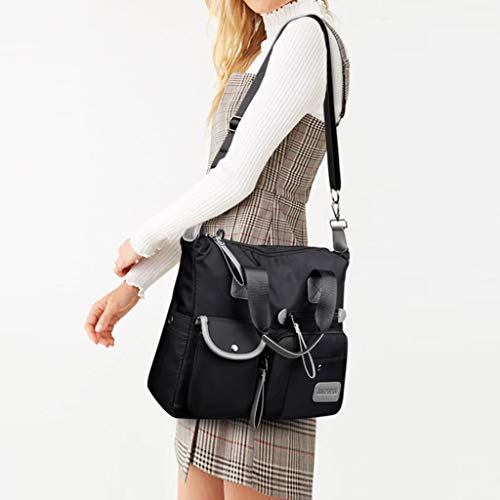 #N/A Bolsa Feminina De Nylon Resistente à água Mensageiro Em Cruz Bolsa De Ombro - Preto