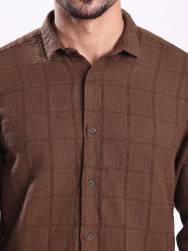 Image of BENE KLEED Men's Textured Cotton Shirt | Point Collar | Full Sleeves | Regular Fit