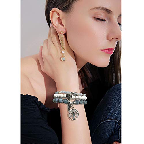 Tree Of Life Turquoise Jasper & Tibetan Agate Gemstone Chakra Beaded Bracelet | Beach Charm Bracelet Set - Ocean Jewelry… #TOP3