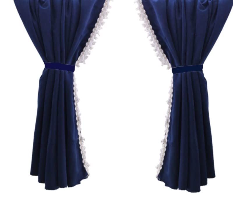 VNVIS2 x Left and Right Curtains Blue + Decoration for Scania R S G V8 L P Series, Man TGX TGA TGL TGS TGM TGE, DAF CF XG XF LF Total Length 480 cm