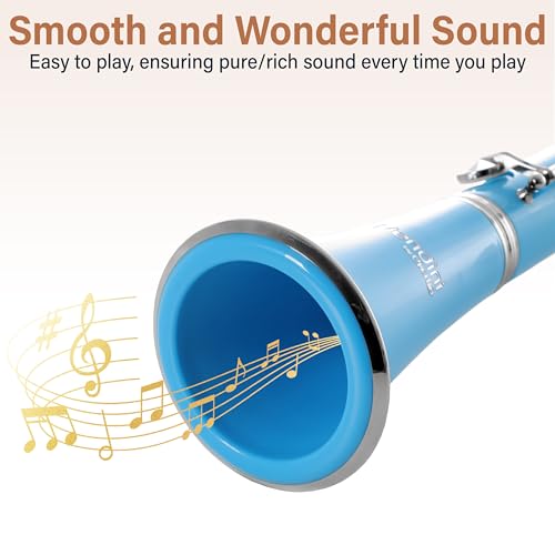 Image of Mendini by Cecilio Ebonite Bb Clarinet Kit for Beginner - Light Blue