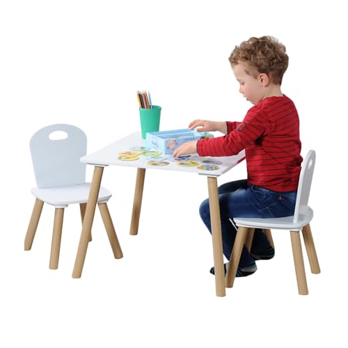 Kesper Mesa infantil con 2 aceras, blanco, Ma e: mesa 55 x 55 x 45 cm, silla 27,5 x 27,5 x 50,5 cm, 1771213