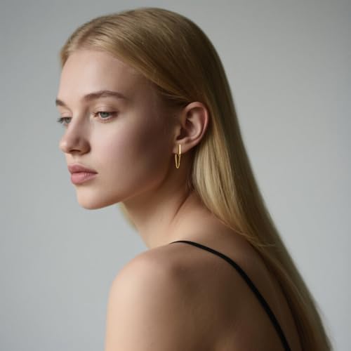 Reffeer Solid 925 Sterling Silver Stud Earrings Minimalist Bar Earrings with Chain Dangle Earrings For Women2