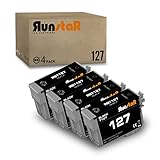 Run Star 4 Black 127 Remanufactured Ink Cartridge Replacement for Epson 127 T127 use in WF-3520 WF-3540 WF-7010 WF-7510 WF-7520 545 530 625 645 630 840 Printer