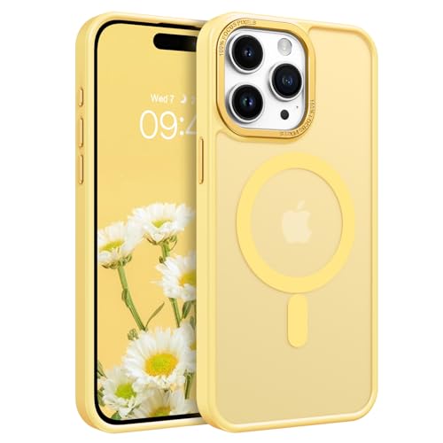 BENTOBEN Magnetic for iPhone 15 Pro Max Case,[Compatible with MagSafe] Translucent Matte Frosted Anti-Fingerprint Slim Shockproof Women Men Protective Cover Case for iPhone 15 Pro Max 6.7",Yellow by BENTOBEN - Used condition - US$5.69