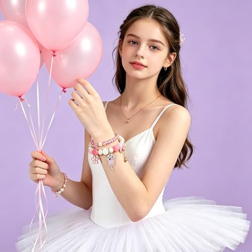 Image of Ballerina Bracelet Dance Recital Bracelet Ballerina Blue Bracelet Cute Ballerina Dance Beaded Bracelet Ballerina Friendship Bracelets Ballerina Party Jewellery