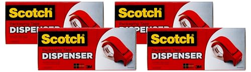 Scotch Hand Dispenser DP300-RD (Pack of 4) for packaging tape