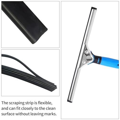 Image of Stainless Glass Scraper Rubber Strip Window Cleaner Squeegee Rubber Replacement Rubber Window Squeegee Rubber for Window Glass Shower Door Car Glass Scraper,6PCS