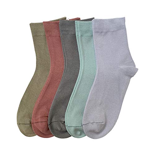 Women Casual Socks Bamboo Thin sock Ankle Breathable Odor Resistant Sock 5 Pairs (Assorted2, Large)