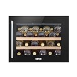 Dellonda Baridi 60cm Built-In 28 Bottle Wine Cooler with Beech Wood Shelves and Internal LED Light, Black - DH205