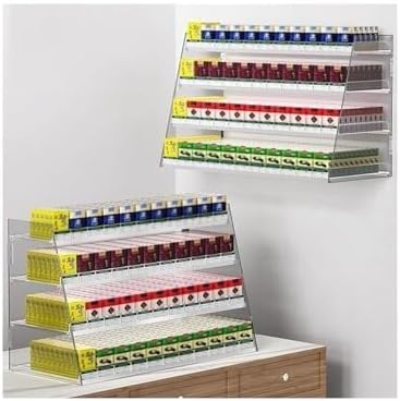 Automatic Cigarette Pusher Display Rack, Acrylic Showcase for Retail Stores, Wall-Mounted Countertop Multi-Layer Cigarette Holder(79.5x28.4x48cm)