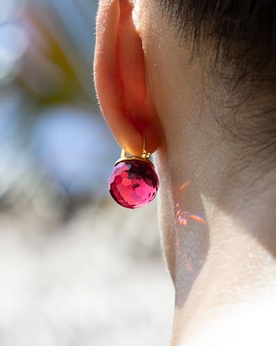 Image of Crystal Earrings for Women, Sparkly Austrian Crystal Disco Ball Earrings, 18K Gold Plated Post Drop Earrings with Colorful Spheres, Hypoallergenic & Lightweight, Ideal Gift for Her