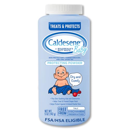 Caldesene Cornstarch Baby Powder with Zinc Oxide, Talc-Free Baby Powder, 5 Oz