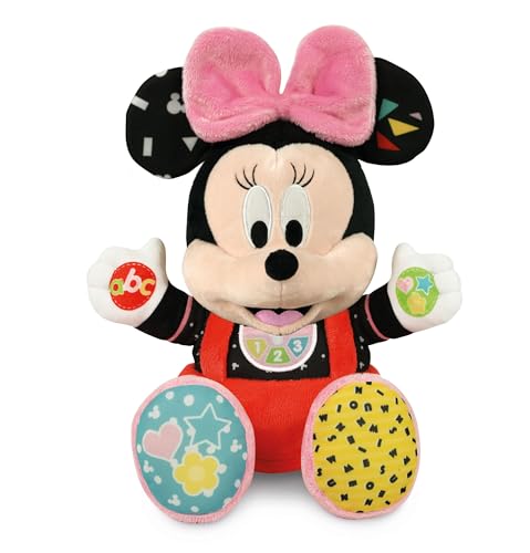 Clementoni Disney Baby Minnie Joue et Apprendre Jouet en Peluche et Jeu Éducatif Interactif pour Enfants Chante Comptines pour Enseigner 'Alphabet Chiffres et Couleurs Langue Italienne