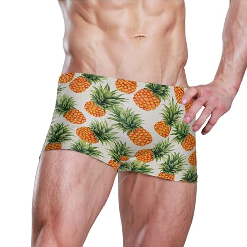 Pineapple Fruit Summer Mens Swim Trunk Swimwear Bathing Suit Swim Brief Square Leg Board Short S B04038923