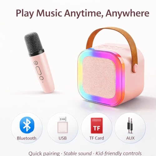 Image of MiniExplorer Rechargeable Wireless Mini Portable Bluetooth Karaoke Machine | Bluetooth Speaker with Microphone & LED Lights - Kids Music Singing Toys for Girl Boy Birthday Gift Ideas