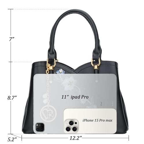 Image of KKXIU Triple Compartments Purses and Handbags for Women Fashion Ladies Satchel Shoulder Top Handle Bag