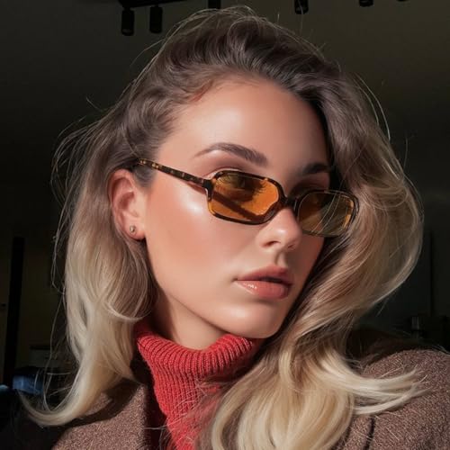 Retro Rectangle Sunglasses for Women Small Trendy 90s Glasses Narrow Skinny Sunnies2