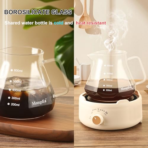 Image of Mongdio Pour Over Coffee Maker, 20 oz High-Heat Borosilicate Glass Coffee Maker with 100pcs Paper Filters, 5 in 1 Drip Coffee Maker Set for Home Cafe Restaurant and Camping - 600ml, Clear