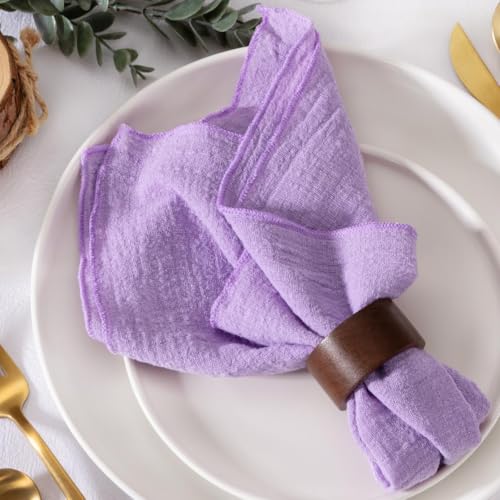 MLMW Lot de 10 Serviettes de Table en Lin lavables pour fêtes de Fin d’année, fête de Mariage, fête prénatale, fête prénuptiale, Anniversaire - Violet...