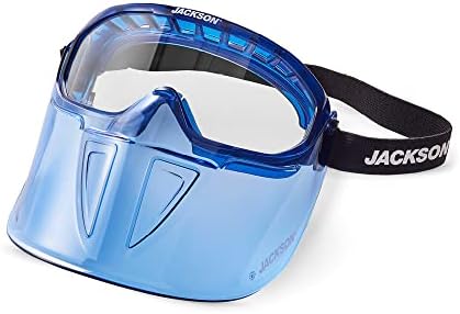 Jackson Safety GPL500 Premium Goggle with Detachable Face Shield - Anti-Fog Coating - Clear Lens – Blue - 21000