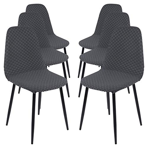 Ryoizen Fundas de Sillas Comedor Elásticas de Nórdico,6 PCS Jacquard Funda de Sillas Escandinavas Extraíbles y Lavables,Cubierta Protectora de Sillas Sin Brazo para Oficina Cocina Hotel Hogar Decor Cover