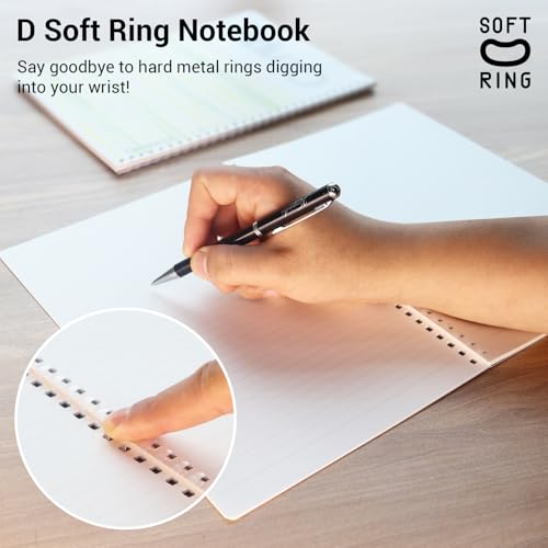 Image of Kokuyo Spiral Notebook Journal, 4 Pack Campus B5 Soft Ring Notebooks with Dotted A 7mm Rule, 40 Sheets, Aesthetic 1 Subject Notebook in Blue Pink Yellow Green, College Office Note Taking. Japan Import