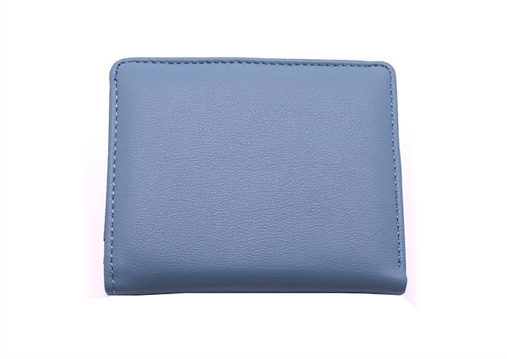 Mini Bifold Genuine Leather Wallet for Women Compact Slim Design with ID Window 6 Card Slots Lightweight (Blue)3
