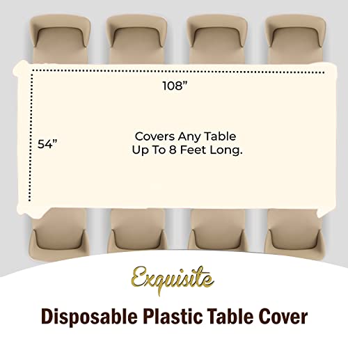 Image of Party Solids Ivory Rectangular Plastic Tablecloth - 54x108 Inch, Pack of 24